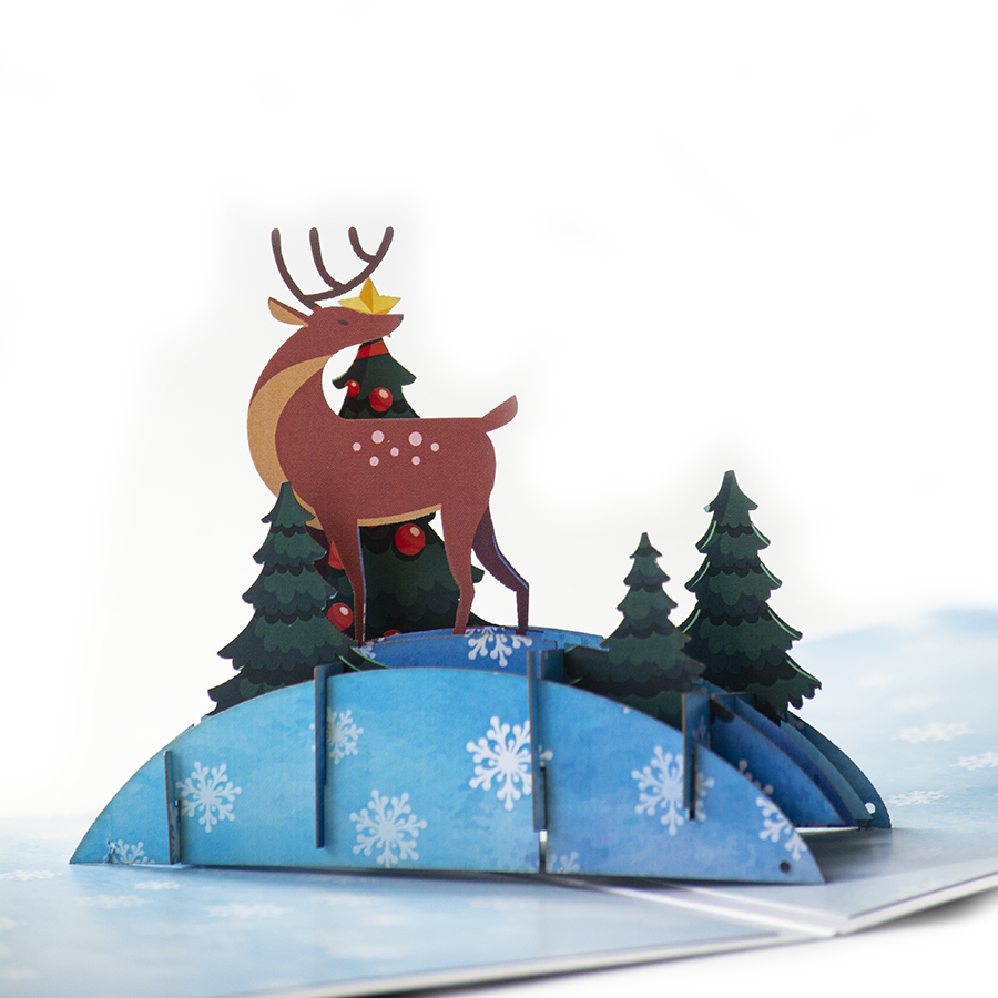 Объемная 3D открытка «Рождественский олень»