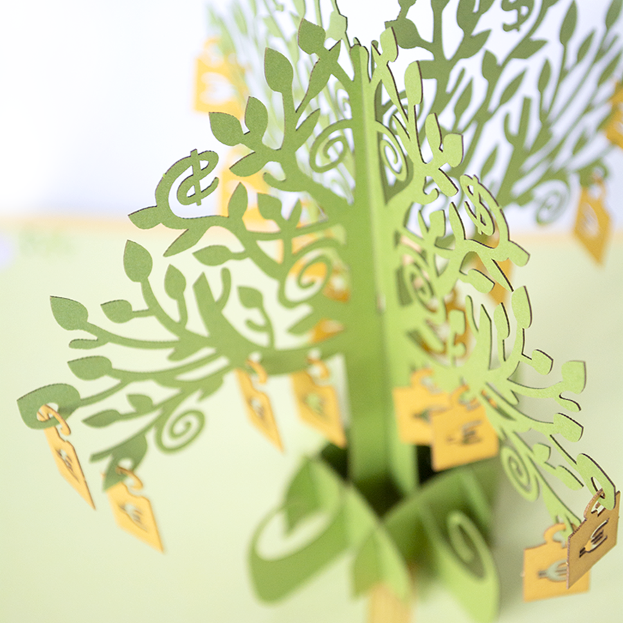 Объемная 3D открытка «Денежное дерево»