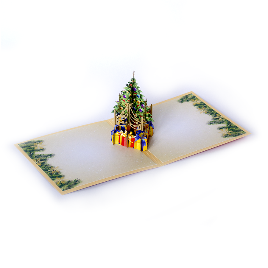 Объемная 3D открытка «Елка с подарками»