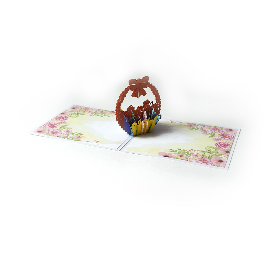 Объемная 3D открытка «Корзина с цветами»